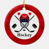 Rood Wit Gepersonaliseerd, Hockey Kerst Ornament (Achterkant)
