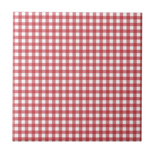 Rood wit geplakt Check Ceramic Tile  Design Tegeltje (Voorkant)