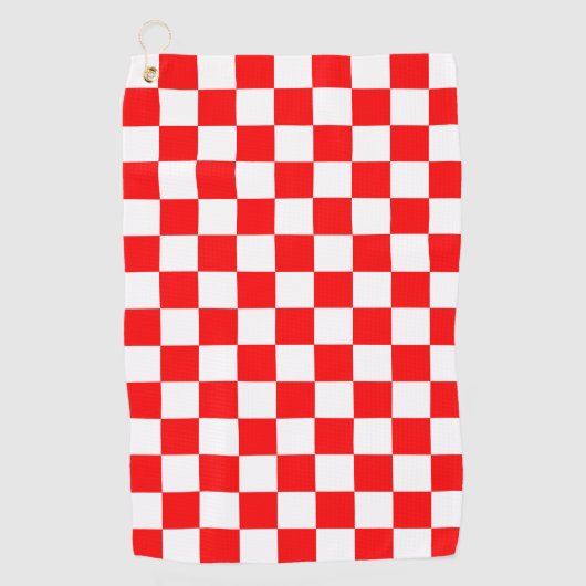 Rood wit geruit controlepatroon golfhanddoek (Voorkant)
