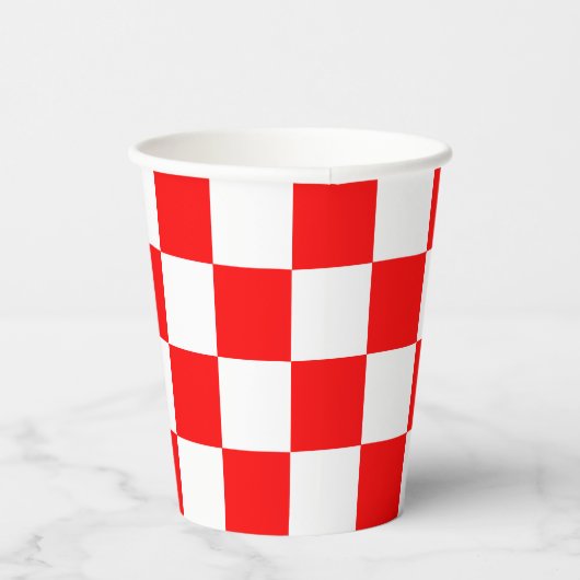 Rood wit geruit controlepatroon papieren bekers (Rechts)
