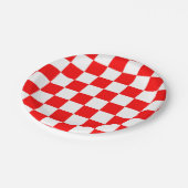 Rood wit geruit controlepatroon papieren bordje (Gekanteld)