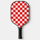 Rood wit geruit controlepatroon pickleball paddle (Voorkant)