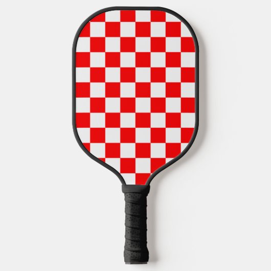 Rood wit geruit controlepatroon pickleball paddle (Voorkant)