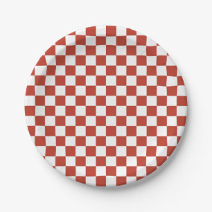 Rood&Wit Geruit Patroon Midden Eeuw Retro Papieren Bordje