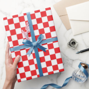 Rood wit geruit patroon verpakkend document cadeaupapier