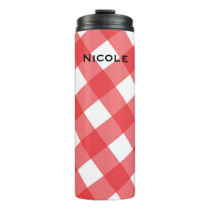 Rood & Wit Geruit Picknickpatroon Thermosbeker
