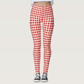 Rood-wit geruit ruitjesprint leggings