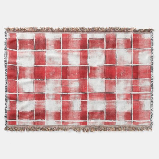 Rood Wit Geruit Strepen Deken (Voorkant)