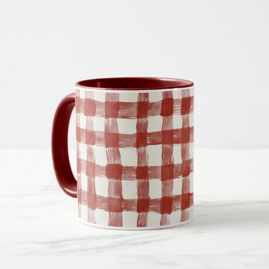 Rood Wit Geruit Strepen Mok (Voorkant links)