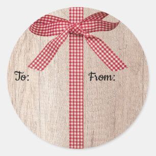 Rood & Wit geruite lint strik kerstcadeau label