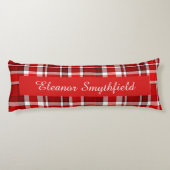 Rood Wit geruite Tartan Custom Lichaamskussen (Achterkant)