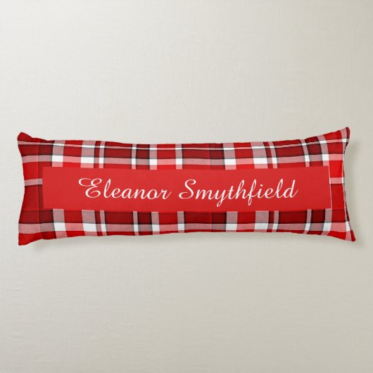 Rood Wit geruite Tartan Custom Lichaamskussen (Achterkant)