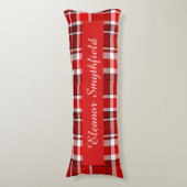 Rood Wit geruite Tartan Custom Lichaamskussen (Voorkant Verticaal)