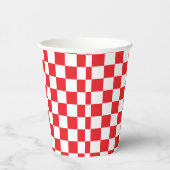 Rood & Wit Geruite Vierkantjes Party Cheques Papie Papieren Bekers (Rechts)