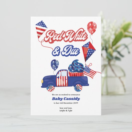 Rood wit & geschikt geslacht Neutraal Patriottisch Aankondiging (Staand voorkant)