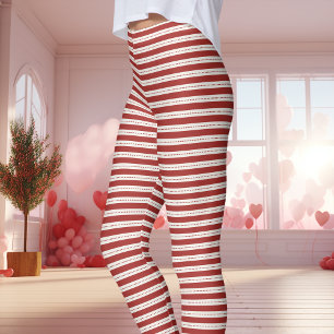 Rood-wit gestreepte Valentijnsdag Leggings