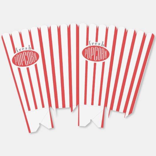 Rood & Wit Gestreepte Verse Film Popcorn Bedankdoosjes (Ongevouwen)
