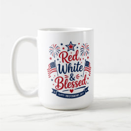 Rood, Wit & Gezegend 4 juli Patriottisch  Koffiemok