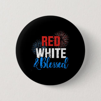 Rood Wit Gezegend Voor Onafhankelijkheidsdag Op 4  Ronde Button 5,7 Cm