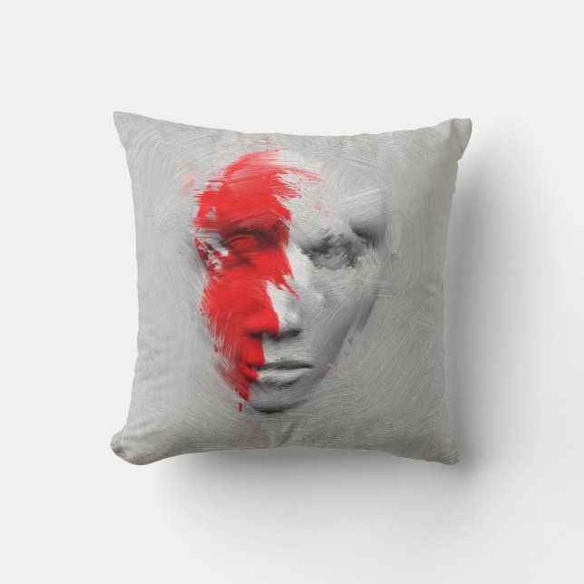 Rood wit gezicht kussen (Voorkant)