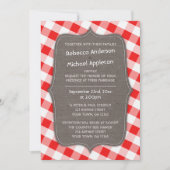Rood & Wit Gingham Canvas Bruiloft uitnodigingen (Voorkant)