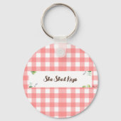 Rood & Wit Gingham met Haan Sleutelhanger (Achterkant)