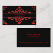 Rood wit glitter damask aangepaste visitekaartjes (Voorkant / Achterkant)