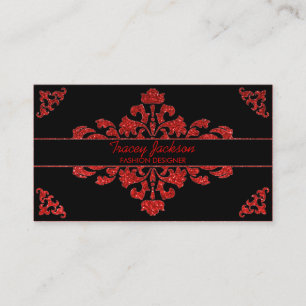 Rood wit glitter damask aangepaste visitekaartjes