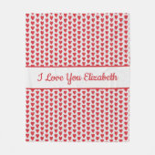 Rood wit glitter Heart Personaliseer Valentijnsdag Fleece Deken (Voorkant)