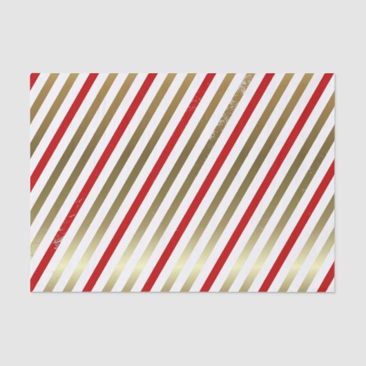 Rood, wit, goud, diagonaal gestreept weefsel papie tissuepapier (Voorkant)