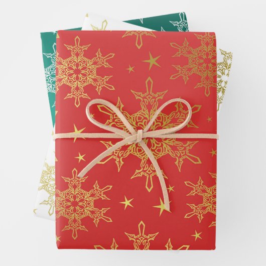 rood, wit, goud, groen, kerstpapier+, winter+vlek inpakpapier vel (In situ)