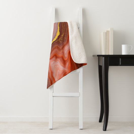 Rood, Wit & Goud Marmeren Luxe Pluche Deken (In situ)