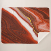 Rood, Wit & Goud Marmeren Luxe Pluche Deken (Voorkant (horizontaal))