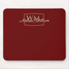 Rood Wit Goud Monogram Naam Script Muismat