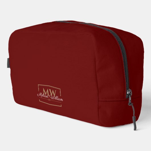 Rood Wit Goud Monogram Naam Script Toilettasje (Rechterhoek)