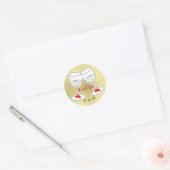 Rood Wit & Goud Viering Bril & Liefde Harten Ronde Sticker (Envelop)