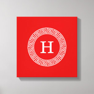 Rood Wit Grieks Zeer belangrijk Rand Lijst Initiaa Canvas Afdruk