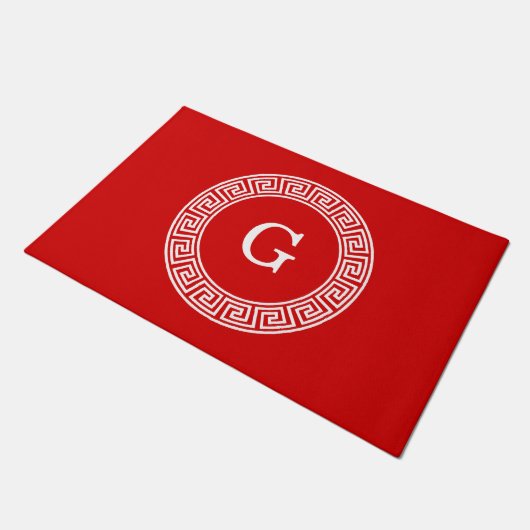 Rood Wit Grieks Zeer belangrijk Rand Lijst Initiaa Deurmat (Schuin)