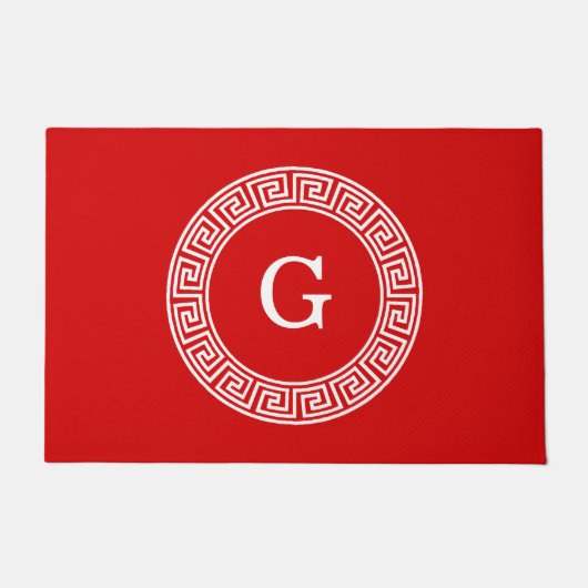 Rood Wit Grieks Zeer belangrijk Rand Lijst Initiaa Deurmat (Voorkant)