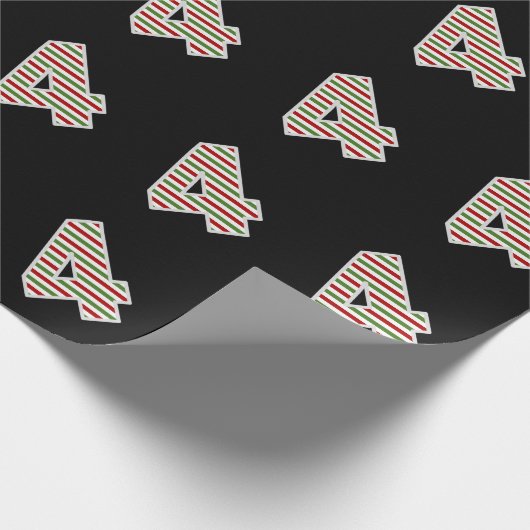 Rood, wit, groen "4" vierde evenement op kerstdag cadeaupapier (Hoek)