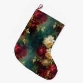 Rood Wit Groen Bloemen Grote Kerstsok (Voorkant (Hangend))