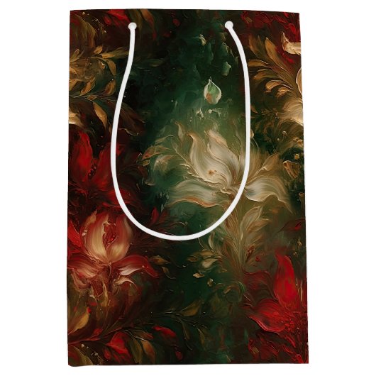 Rood Wit Groen Bloemen Medium Cadeauzakje (Voorkant)