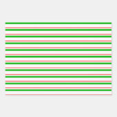 Rood, wit, groen gekleurde kerststijllijnen inpakpapier vel (Voorkant 2)