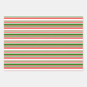 Rood, wit, groen gekleurde kerststijllijnen inpakpapier vel (Voorkant)