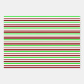 Rood, wit, groen gekleurde kerststijllijnen inpakpapier vel (Voorkant)