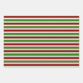 Rood, wit, groen gekleurde kerststijlstrepen inpakpapier vel (Voorkant 2)