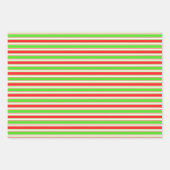 Rood, wit, groen gekleurde kerststijlstrepen inpakpapier vel (Voorkant 2)