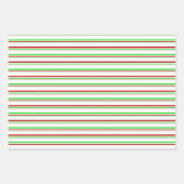 Rood, wit, groen gekleurde kerststijlstrepen inpakpapier vel (Voorkant)
