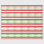 Rood wit & groen gestreepte kerst cadeaupapier (Vlak)