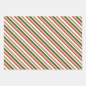 Rood, wit, groen met Kerstmis geïnspireerde strepe Inpakpapier Vel (Voorkant 3)